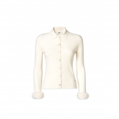 FENDI CARDIGAN WHITE WOOL FZE558AW4AF0HWA